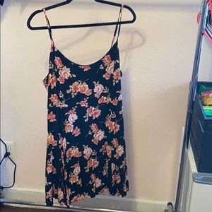Black flower print dress